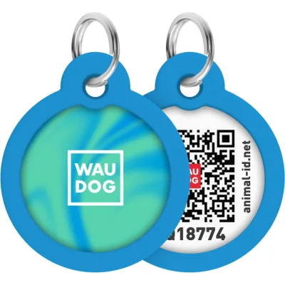 Адресник для тварин WAUDOG Smart ID з QR паспортом "Градієнт блакитний", коло 25 мм (225-4036)