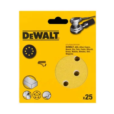 Наждачний папір DeWALT самоклеюча d=125мм, зерно 180, для ексцентрикових шліфувальних машин, 25шт. (DT3116XM)