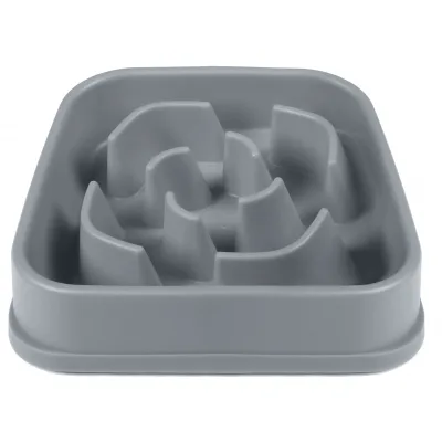 Посуд для собак Dexas Силіконова квадратна миска Slow Maze Feeder для повільного годування 1.44 л світло-сіра (0084297309930)