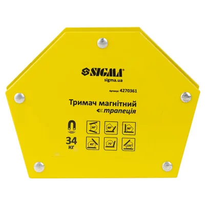 Магніт для зварювання Sigma трапеція 34кг 105x65x65x45мм (30,45,60,75,90,135 °) (4270361)