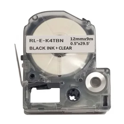 Стрічка для принтера етикеток UKRMARK RL-E-K4TBN-BK/CL, аналог LK4TBN. 12 мм х 9 м (900272)