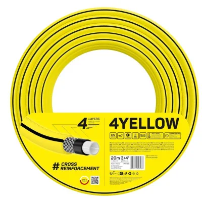 Шланг для поливу Cellfast 4YELLOW 3/4" 20м, 4 шари, до 20 Бар, -10…+50°C (10-520)