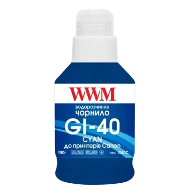Чорнило WWM Canon GI-40 для G5040/G6040 190г Cyan (KeyLock) (G40C)