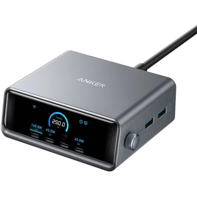 Зарядний пристрій Anker 4xUSB-C PD250W + 2xUSB GaNPrime black (A2345341)