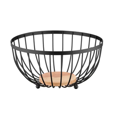 Фруктовниця ARDESTO Midori 25х25х13см, метал, дерево, чорний (AR0904B)
