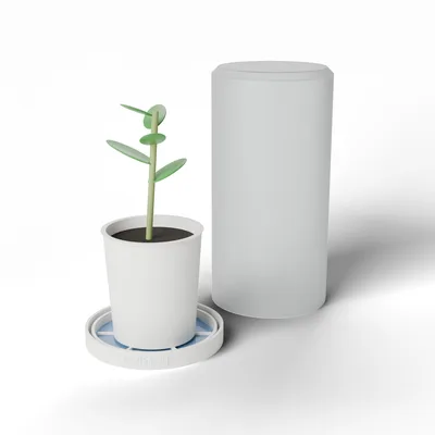 Укорінювач для живців KVITLAB Живець Mini з ковпаком і дренажем, Ø9,8 × 18,7 см, білий з матовим ковпаком