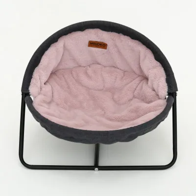 Лежак для тварин MISOKO&CO Pet bed round plush 45x45x22 см grey and pink (HOOP31839)