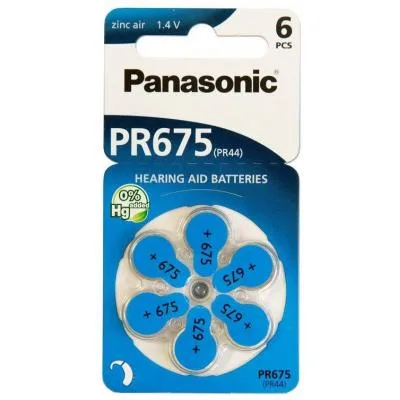 Батарейка Panasonic PR44 / PR675 (1.4V) * 6 (PR-675H/6LB)