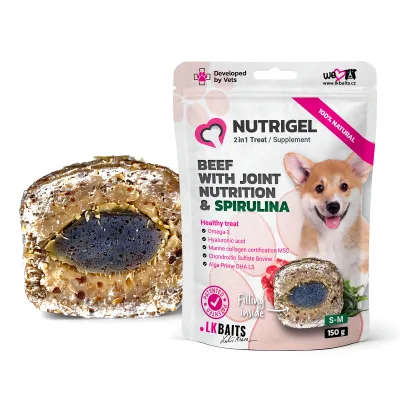Ласощі для собак LK Baits Pet Nutrigel Beef S-M для суглобів з яловичиною і спіруліною (Ø 15 мм) 150 г (7777003)