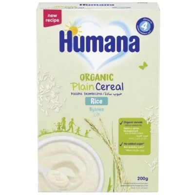 Дитяча каша Humana Organic Plain Cereal Rice безмолочна від 6 місяців 200 г (4251099602699)