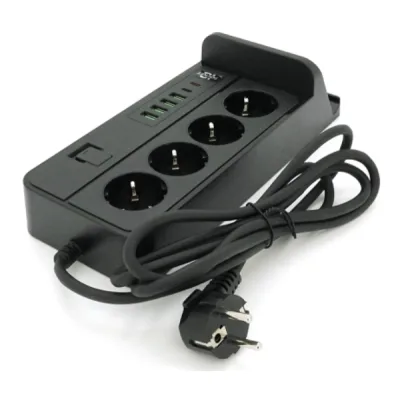 Мережевий фільтр живлення Voltronic G12, 4 роз, 4USB 3.2A, 2 Type-C, 2м Black (YT-G12)
