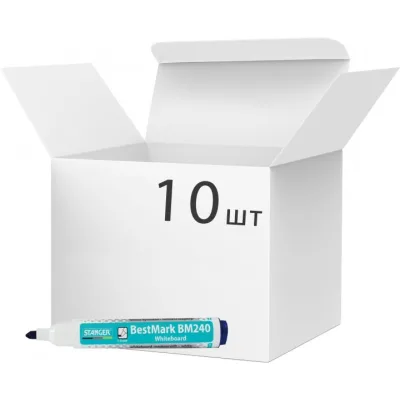 Маркер Stanger для сухостираємих дощок, 1-3 мм синій 10 шт (MARKER-BOASTM240BL10)