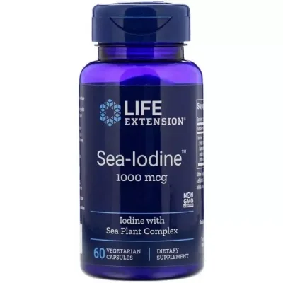 Мінерали Life Extension Морський Йод, Sea-Iodine 1000 мкг, 60 вегетаріанських капсул (LEX-17406)