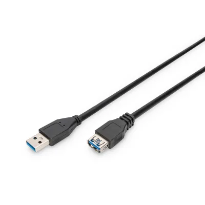 Дата кабель USB 3.0 AM/AF 3.0m black Digitus (AK-300203-030-S)