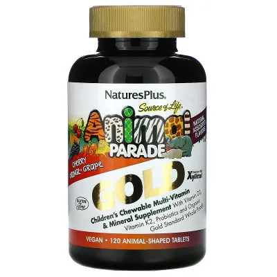 Мультивітамін Natures Plus Мультивитамини для дітей, Смак Асорті, Animal Parade Gold, (NAP-29928)