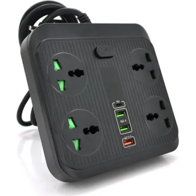 Мережевий фільтр живлення Voltronic TВ-Т18, 4роз, 2*USB+PD Black (OS-Т18-Black)