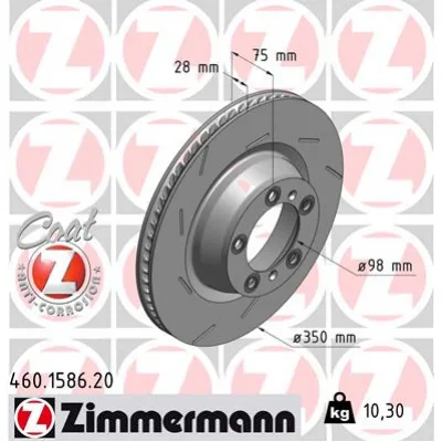 Гальмівний диск ZIMMERMANN 460.1586.20 (упаковка 2 шт)