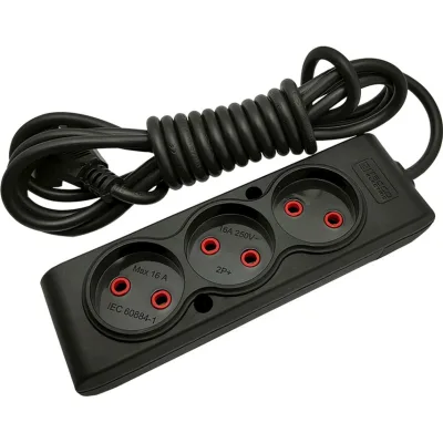Мережевий подовжувач TECCO 5м 3 поста black (8681277843310)