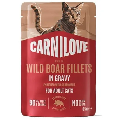 Вологий корм для кішок Carnilove Gravy Wild Boar with Chamomile 85 г (8595602584673)