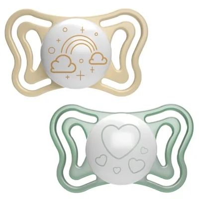 Пустушка Chicco Physio Light силіконова від 2 до 6 місяців люмінесцентна з футляром 2 шт (71037.41)