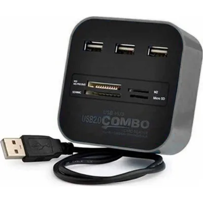 Концентратор Voltronic USB 2.0 to 3xUSB 2.0 + SD/MMC/TF/M2 black (CUB3-B)