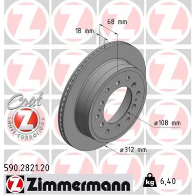 Гальмівний диск ZIMMERMANN 590.2821.20 (упаковка 2 шт)