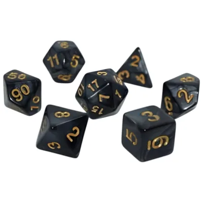 Набір кубиків для настільних ігор Games 7 Days Pearl 7 Dice Set - Black (w-gold) (g7dpearl08)