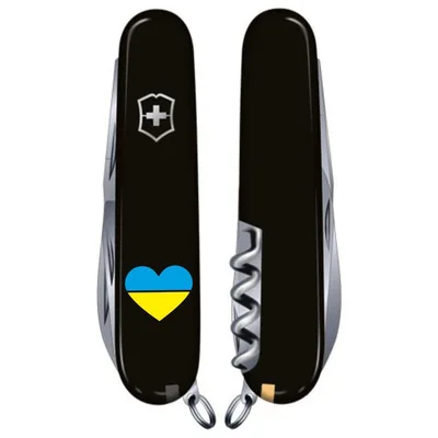 Ніж Victorinox Climber Ukraine Black "Серце жовто-блакитне" (1.3703.3_T1090u)