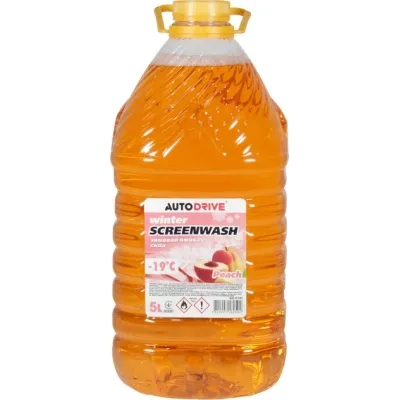 Омивач автомобільний AUTO DRIVE WINTER SCREEN WASH PEACH -19 °С, ПЕТ 5 л (AD0141)