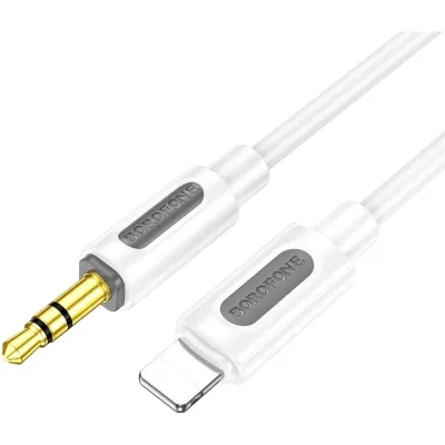 Кабель мультимедійний Lightning to 3.5mm M 1.0m silicone white BOROFONE (6941991114403)