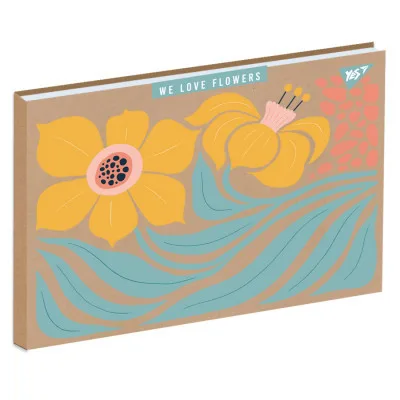 Альбом для малювання Yes А4 30 аркушів клеєний білила "Flowers" крафт (130582)