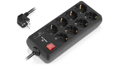 Мережевий фільтр живлення REAL-EL RS-PROTECT 805 1.8m, black (EL122300042)