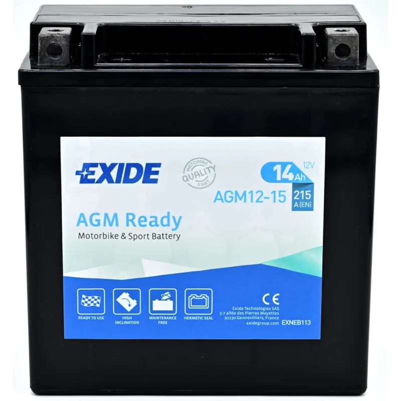 Акумулятор автомобільний EXIDE Мото Ready AGM 14Ah (+/-) (215EN) (AGM12-15)