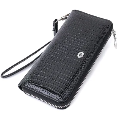 Гаманець ST Leather З натуральної шкіри Чорний (22678)