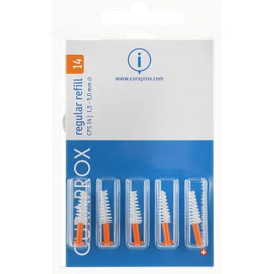 Щітки для міжзубних проміжків Curaprox Regular Refill CPS 14 Ортодонтичні конічні D 1.4 - 5 мм Без тримача 5 шт. (7612412014006)