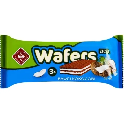 Вафлі Житомирські ласощі з начинкою Wafers кокос 50 г (4823103009505)