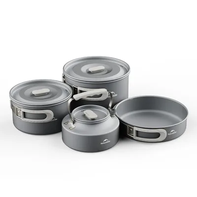 Набір посуду (2 каструлі, чайник, сковорідка) Naturehike CNK2450CF010, алюміній
