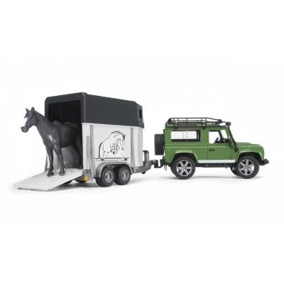 Спецтехніка Bruder Land Rover Defender з причепом та конем (02592)