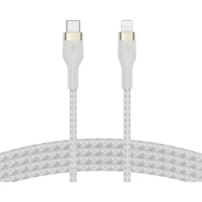 Дата кабель USB-C to Lightning 1.0m BRAIDED SILICONE white Belkin (CAA011BT1MWH)