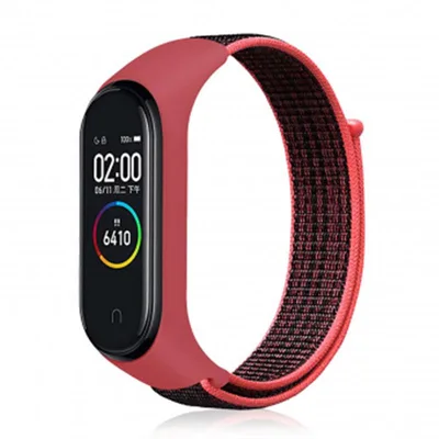 Ремінець до фітнес браслета BeCover Nylon Style для Xiaomi Mi Smart Band 5/6 Black-Red (705416)