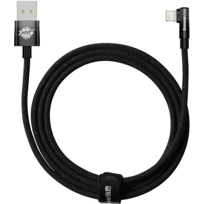 Дата кабель USB 2.0 AM to Lightning 2.0m 2.4A 90° corner black Baseus (CAVP000101)