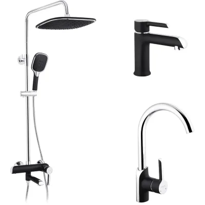 Душовий гарнітур Kroner Essen-SCH063 + змішувач Essen-SCH030 + змішувач Essen-SCH010 (CVS30219)