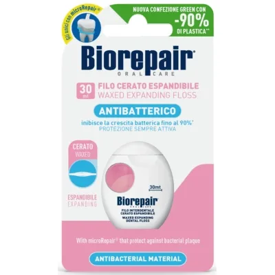 Зубна нитка Biorepair Захист ясен Розширювальна з гідроксиапатитом і гіалуроновою кислотою 30 м (8017331058244)