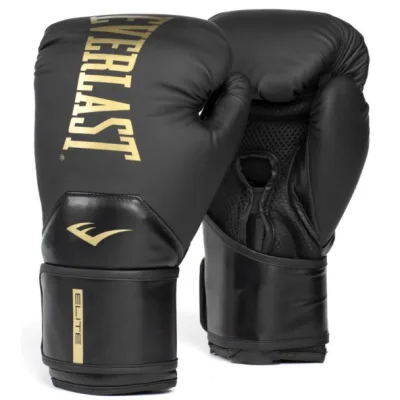 Боксерські рукавички Everlast Elite 2 Boxing Glove P00003271 чорний, золотий 12 унцій (009283623715)