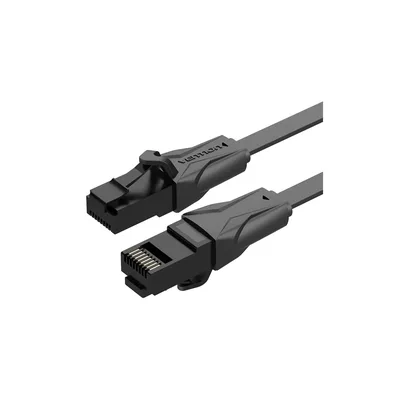 Патч-корд 3м, UTP cat 6 RJ-45 flat black Vention (IBABI)