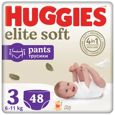 Підгузки Huggies Elite Soft 3 (6-11 кг) Mega 48 шт (5029053549293)