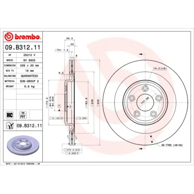 Гальмівний диск Brembo 09.B312.11