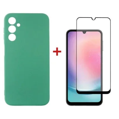 Чохол до мобільного телефона Dengos Samsung Galaxy A24 Case + Glass (Mint) (DG-KM-79)