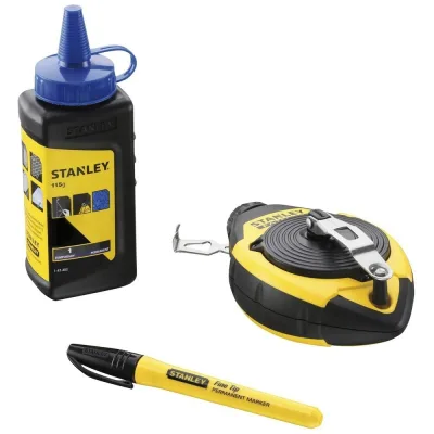 Шнур розміточний Stanley FATMAX, 30м у комплекті, крейдяний порошок, підвісний рівень. (0-47-681)