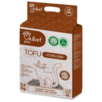 Наповнювач для туалету Velvet Paw TOFU для стерилізованих котів, з кокосовим вугіллям, мигдалевою та кокосовою есенцією (1.5 мм) 2 (TOF70055)